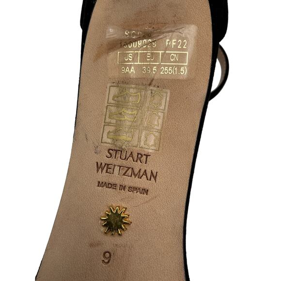 Stuart Weitzman 'Nudist' Black Suede Sw Bow 75 Sandal Size 9 - Picture 6 of 6